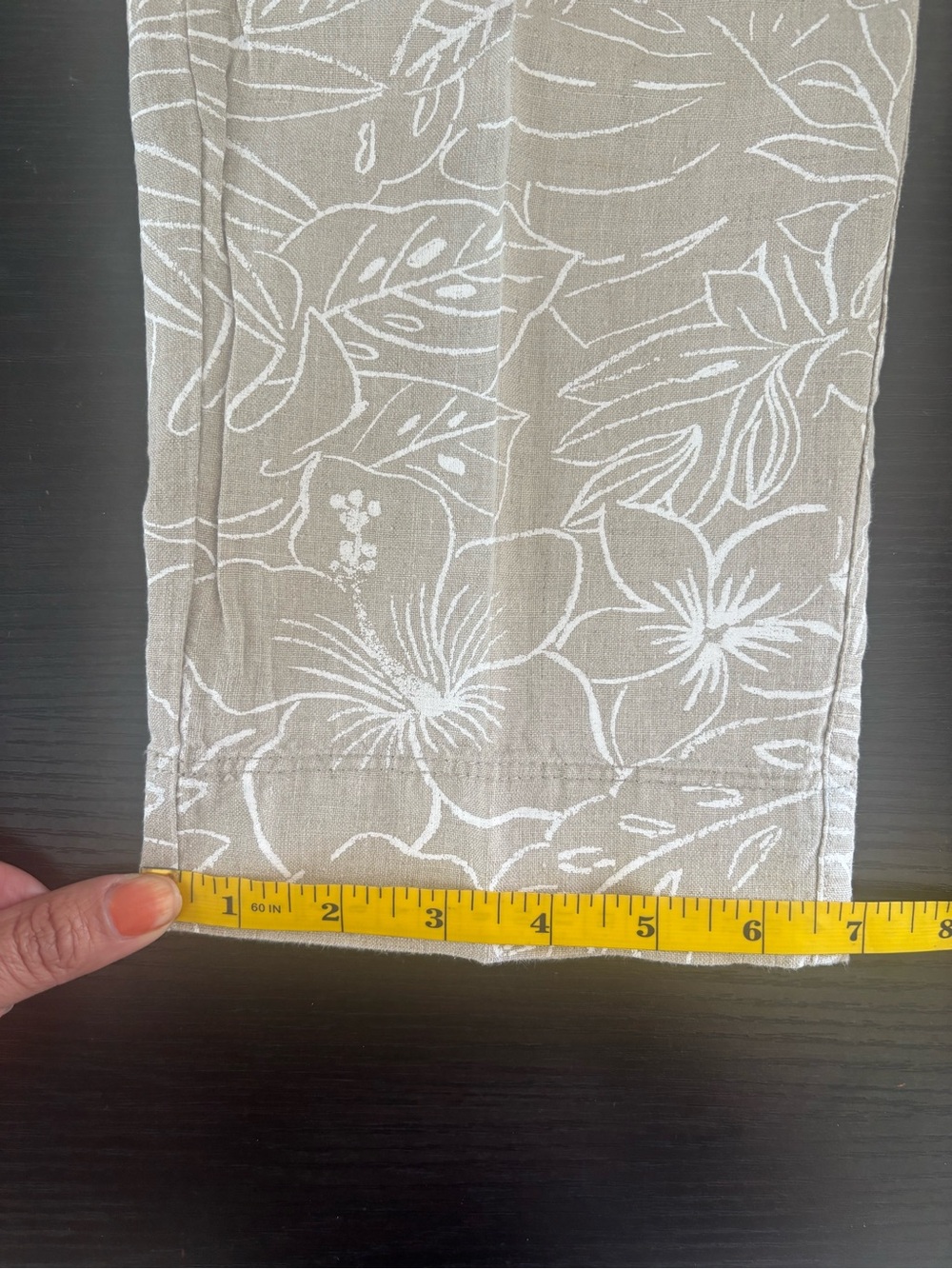 Tommy Bahama Pants Size S Tan White Tropical Floral Linen Cotton Drawstring - Picture 7 of 7